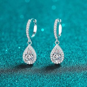 14K Gold 2-Carat Pear-Cut Diamond Earrings