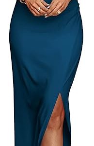 PRETTYGARDEN Women's Summer One Shoulder Long Formal Dresses Sleeveless Ruched Bodycon Wedding Guest Slit Maxi Dress