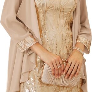 GRACE KARIN Women's Sequin Dress Wedding Guest Dresses Mother of the Bride Dresses Formal Dress Two Piece Dress Knee Length