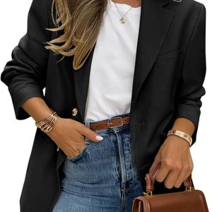 PRETTYGARDEN 2026 Blazers for Women Business Casual Long Sleeve Lapel Open Front Suit Jacket Work Blazer with Pockets