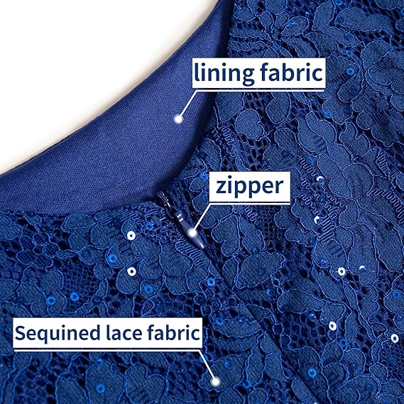 COOAN Wedding Guest Cocktail & Formal Dresses for Women - Lace Sequin Prom Evening Dress - 图片 4